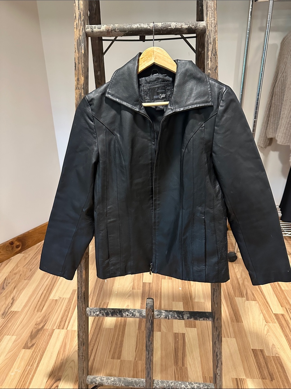 East 5th Black Leather Zip-Front Jacket